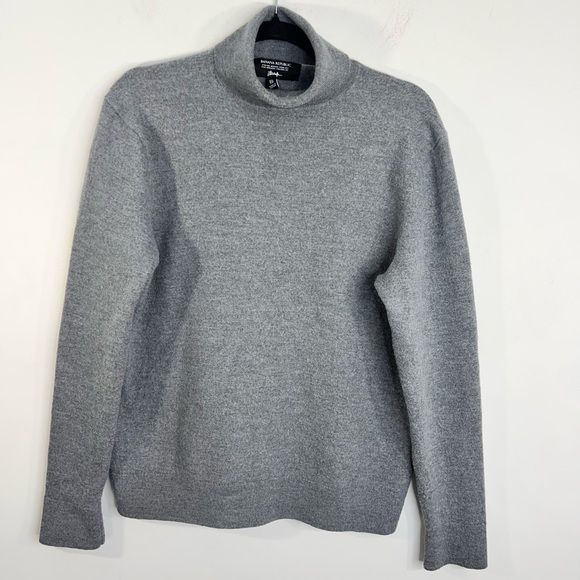 Banana Republic pure Italian Merino wool minimal grey turtleneck sweater XL long - Picture 4 of 13